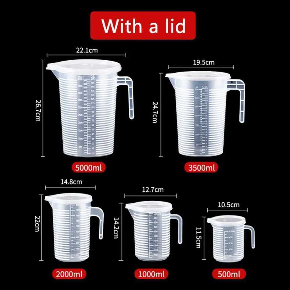 1 transparent grading measuring cup scale plastic transparent mixing cup large capacity with lid laboratory Bickel kitchen baking X2409201
