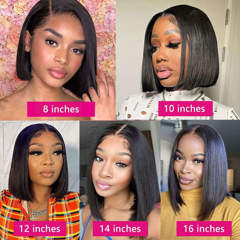 Straight Glueless Human Hair Wigs Brazilian Short Bob 13*4 Lace Closure Wig Pre Plucked Ready To Go