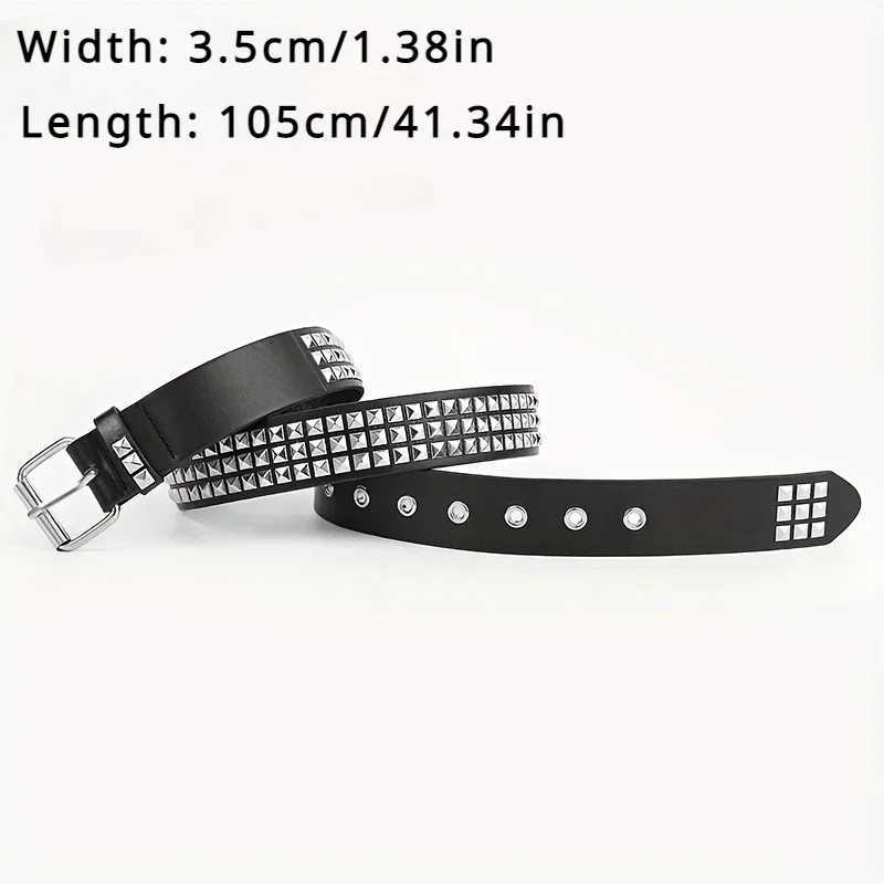 2024 New Square Bead Rivet Belt Metal Pyramid Belt Mens and Womens Punk Hardware Jeans Belt Designer Belt Womens Belt W240920