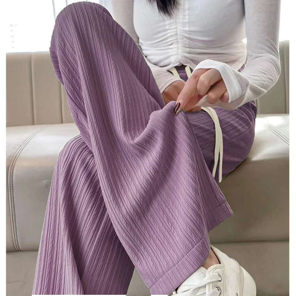 2026 Ice Silk Casual Wide Leg Harem Loose Trousers Solid Elastic Waist Women Streetweat Summer New Trend Office Lady s Pants