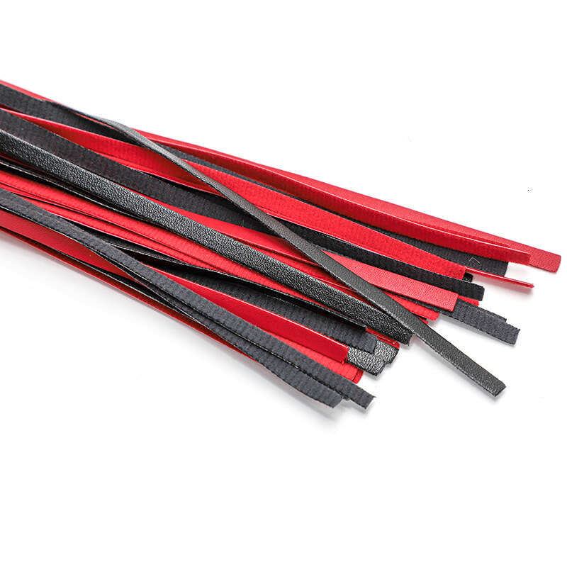 Alternative Sex Toys SM Props Black and Red Tassel Leather Whip Creative Sandalwood Handle Sex Whip SM Adult Sex Products