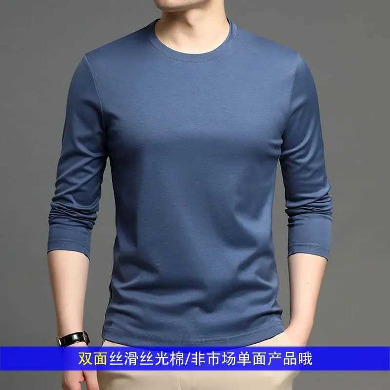 Fashion Stylish Luxury Mens Clothing Aesthetic oversize T-Shirt with Long Sleeves Loose Fit Silk Texture t-shirts manX240919