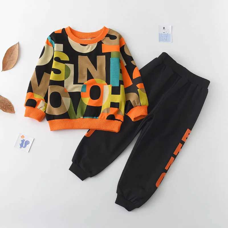Boys Clothing Sets New Autumn Boys Clothes Print Sweatshirt Pants 2Pcs Suit Casual Kids Clothing Sets for 1-5 Years M240920
