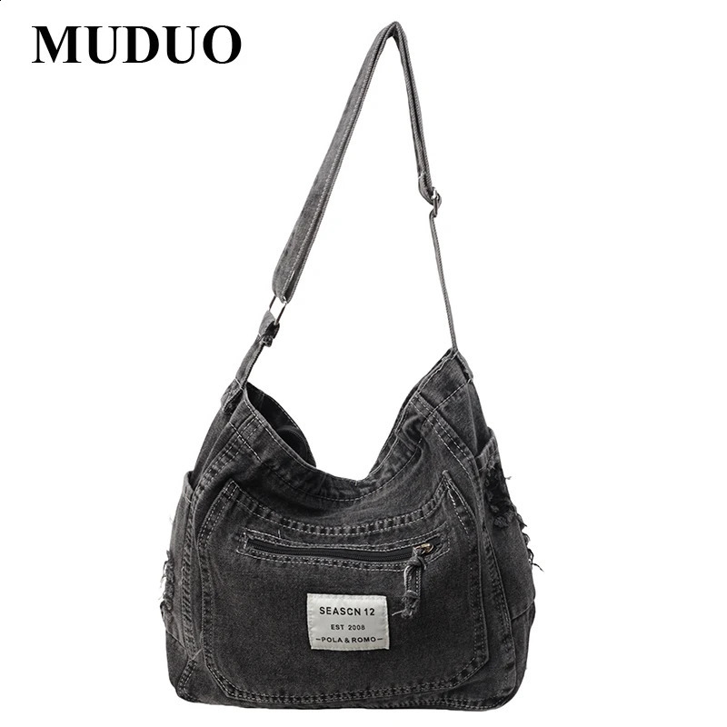 MUDUO Fashion Simple Retro Jeans Womens Shoulder Shopping Bag Cowboy Handbag Girls Wallet Carteira Bolsa Feminina 240919