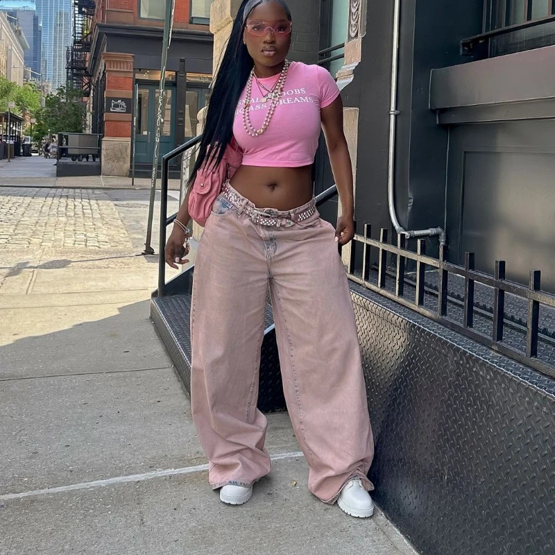 Baggy Jean Street Fashion Hip Hop Vintage Washed Distressed High Waisted Jeans Woman Casual Pant 240912