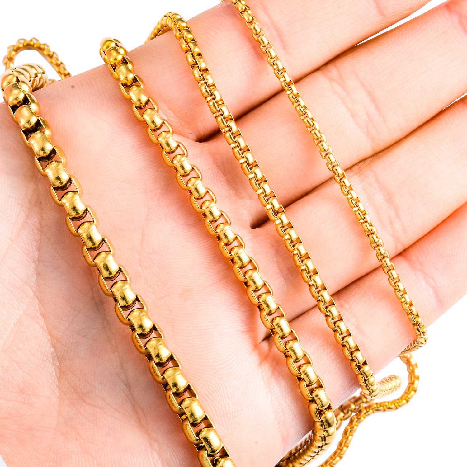 1 Piece 2mm/3mm/4mm/5mm Thickness Gold Color Link Jewelry Classic Curb Necklace Stainless Steel Chain for Men WomenX240919