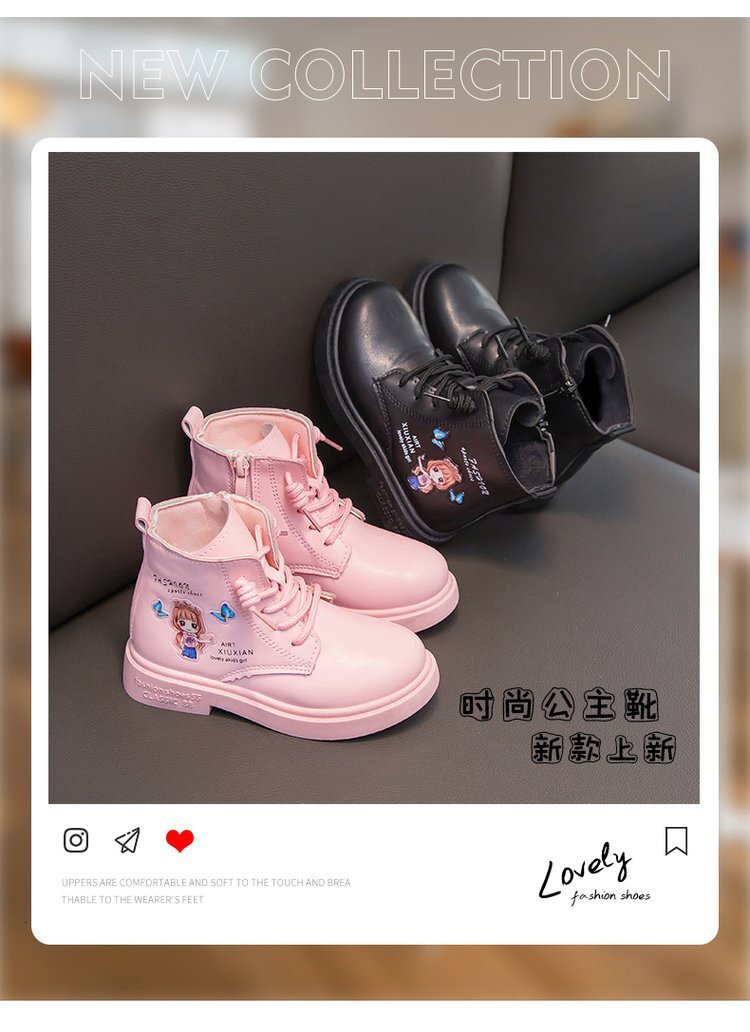 Girls' autumn/winter 22 new Korean version princess short children's student snow boots, girls' mid length fashionable single boots