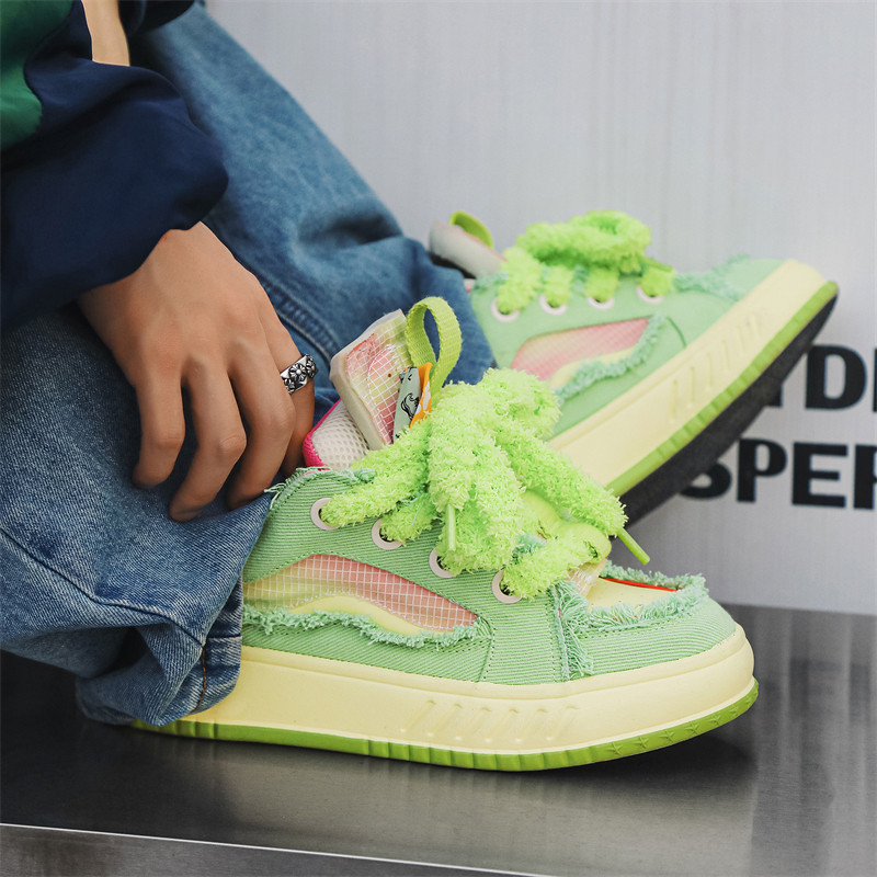 Fashion Spring Skateboarding Designer Green Unisex Platform Shoes Men Low-top Canvas Sneakers 2024 32e7 7b86