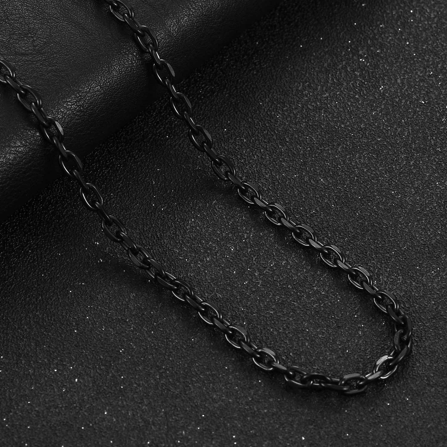 Stainless Steel O Chain for Men Women Rolo Necklace for Pendant Black Color Plated Cable Link Jewelry Accessories GiftX240919