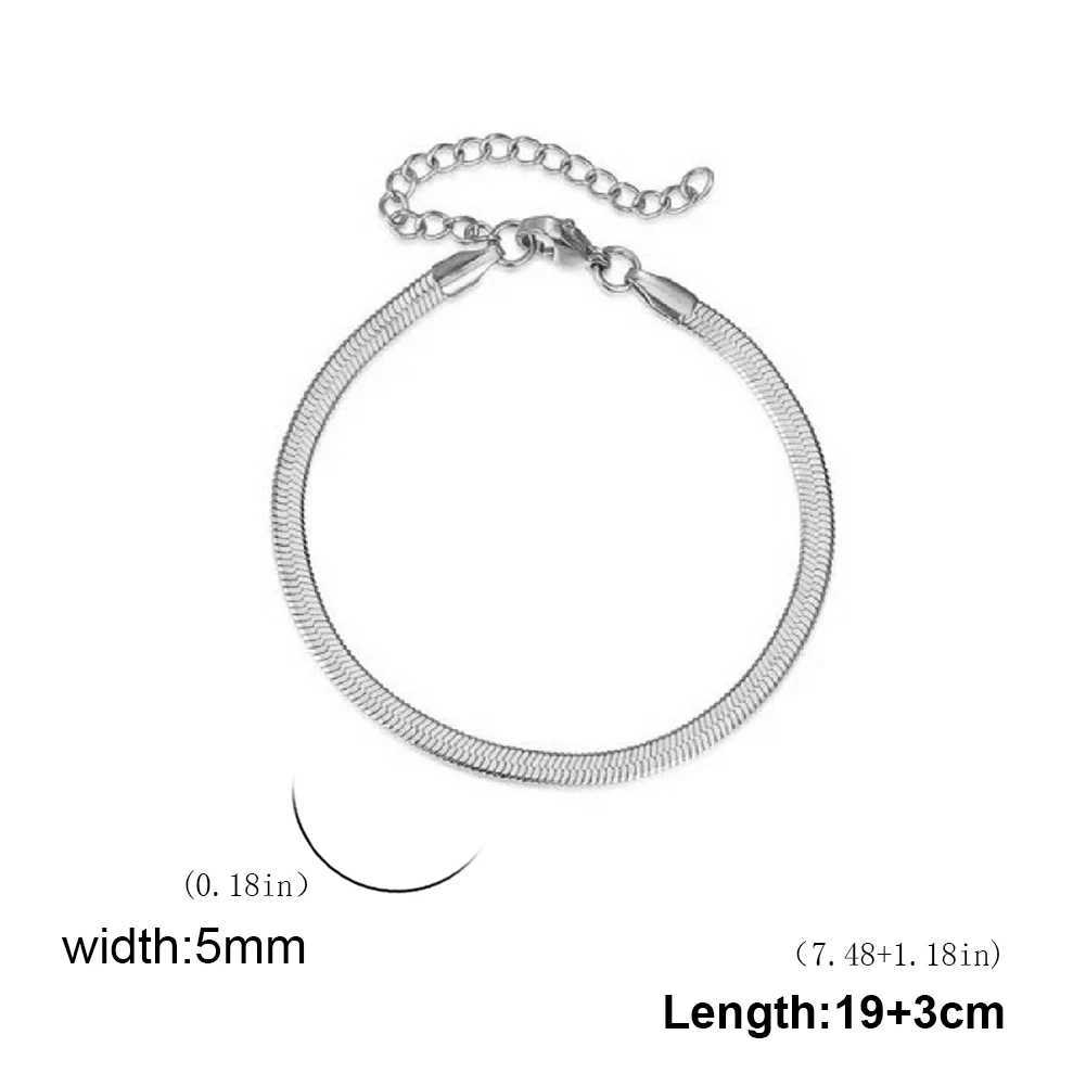 Kkjoy Simple Stainless Steel Gold Color Blade Chain Anklets For Women Snake Bone Leg Chains Beach Jewelry Party Gift Wholesale Y240920