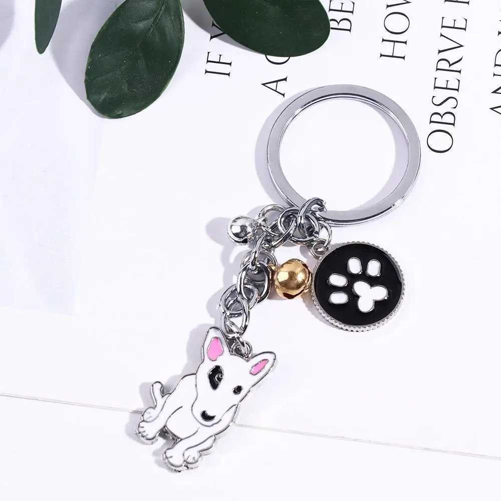 Lover Gift White Animal Bell Husky Teddy Dog Golden Retriever Dog Keychain Pet Keychain Dog Pendant Pet KeyringX240919