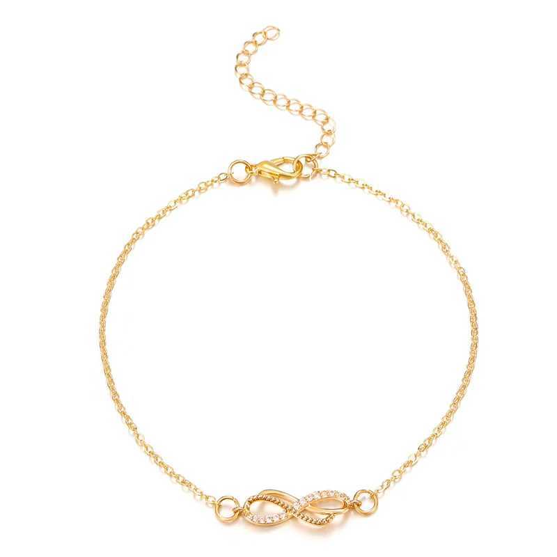 Elegant Charm Shiny Rhinestone Infinity 8-character Anklet for Women Rhinestone Vintage Metal Bracelet Sparkly Foot Jewelry Y240920
