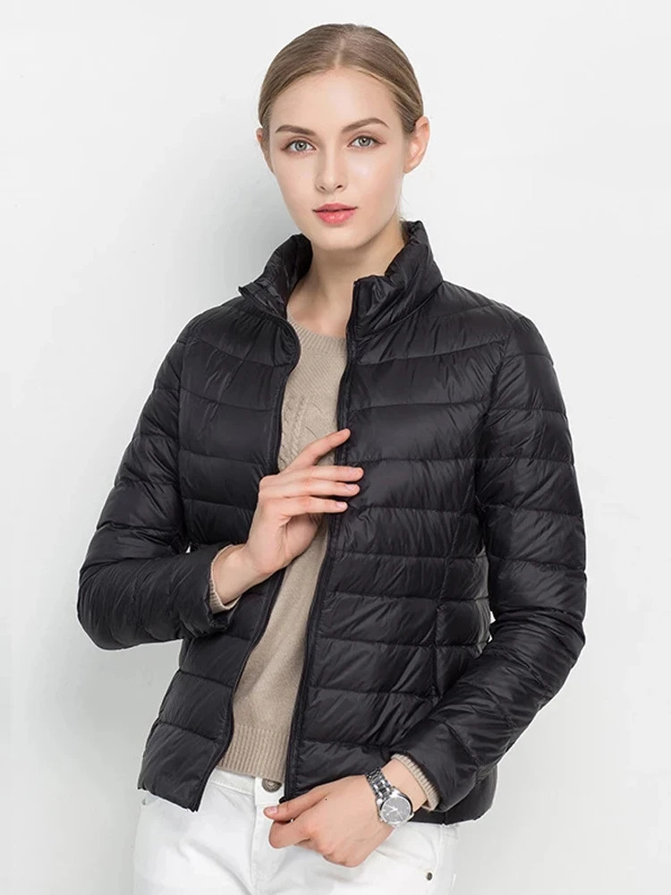 2024 New Ultra Light White Duck Slim Women Winter Puffer Jacket Portable Windproof Down Coat