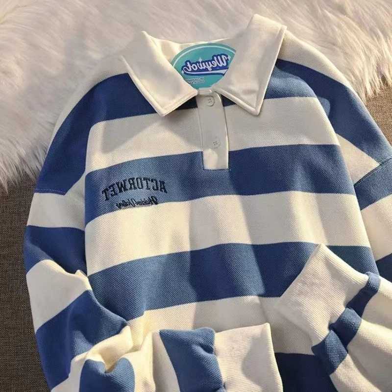 Oversize Pullover Big Size T Shirt for Man Baggy Stripe Polo Fashion Trends 2024 It A New Korean Top Luxury Japan Mens ClothingX240920