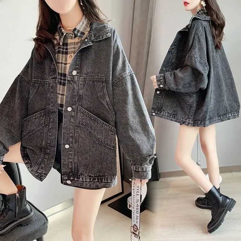 Autumn Loose-fit Womens Jacket Student Style Denim Top Spring/autumn VersionX240920