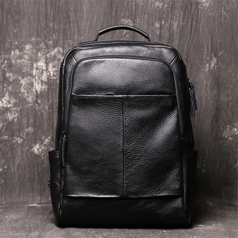 Nesitu high-quality A4 retro brown black top of the line genuine leather 14 inch laptop womens backpack denim travel bag M1037 240918