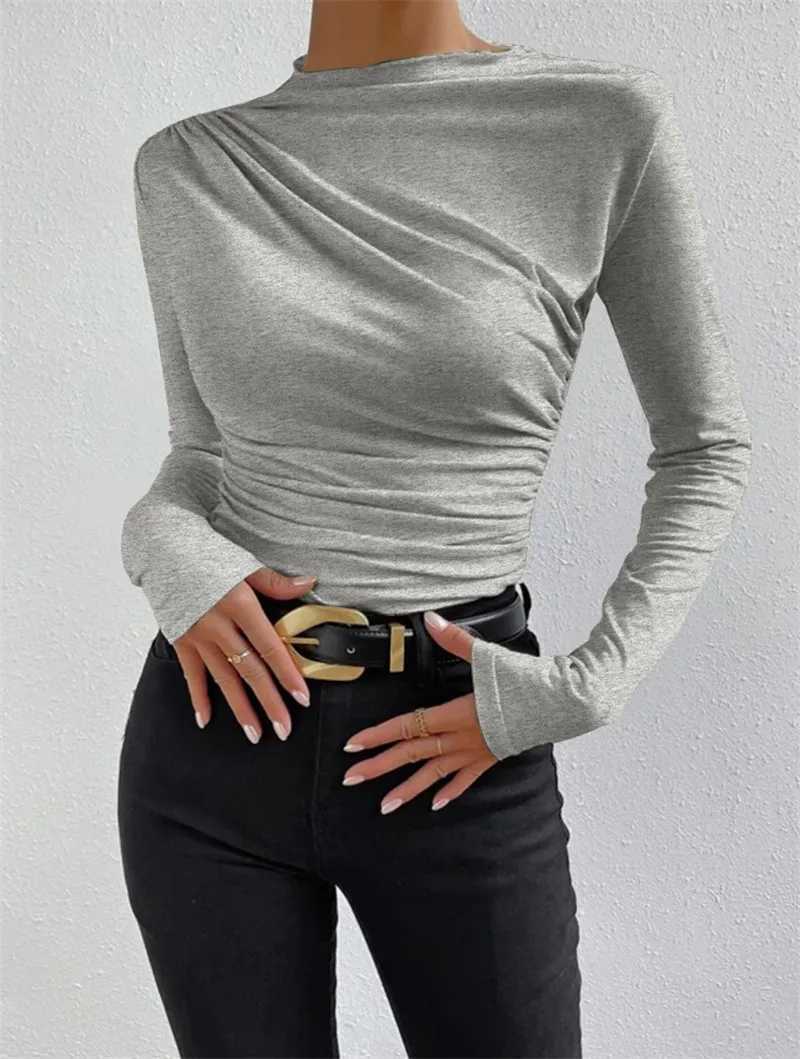 Women T Shirts Vintage Spring Winter Tees Autumn Sexy Tops Warm Blouse Top Casual Full Long Sleeve Shirt M240920