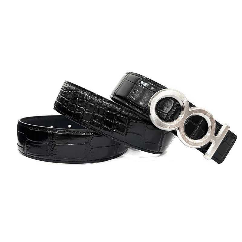 Top 100 luxury brand cowhide belts new crocodile patterned mens and womens belts authentic 100 point image buckle business W240920