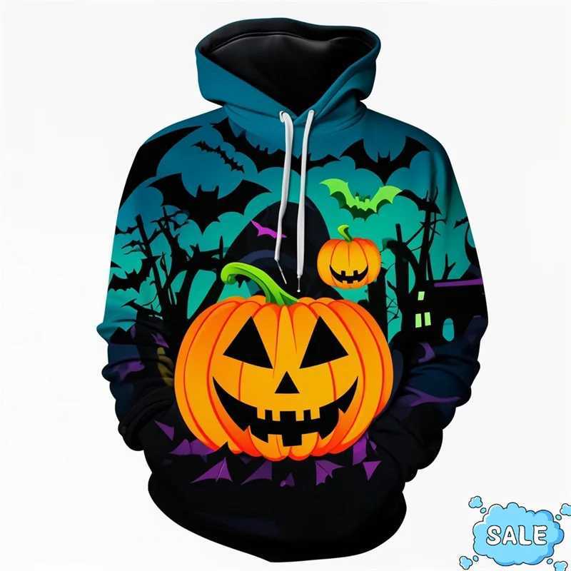 Harajuku 3D Halloween Day Printing Hoodies Men All Saints Day Pumpkins Graphic Hooded Hoody Fashion Funny Pullovers Hoodie Tops Y240920