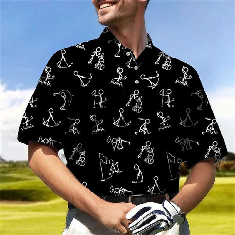 New Golf Harajuku Polo Collar Short sleeved Sweatshirt Mens Polo Shirt Summer Comfortable and Breathable Casual Street ClothingX240920