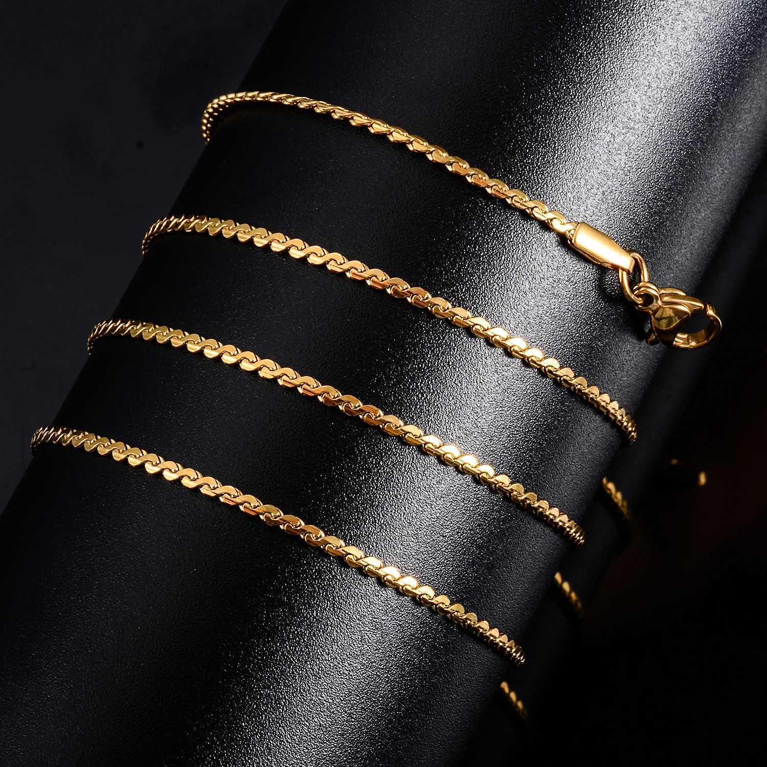 0.8mm/1.1mm/1.5mm Stainless Steel S Basic Thin Chain Gold/Sliver Color Necklace for Men Women Fashion Jewelry Brithday GiftX240919