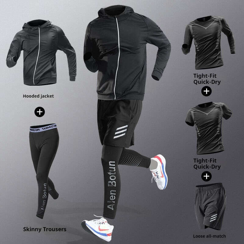 Running Set, Men's Sports And Fitness Clothes, Morning Running Clothes, Tight Fitting Quick Drying Clothes, Training, Cycling, Sports Equipment
