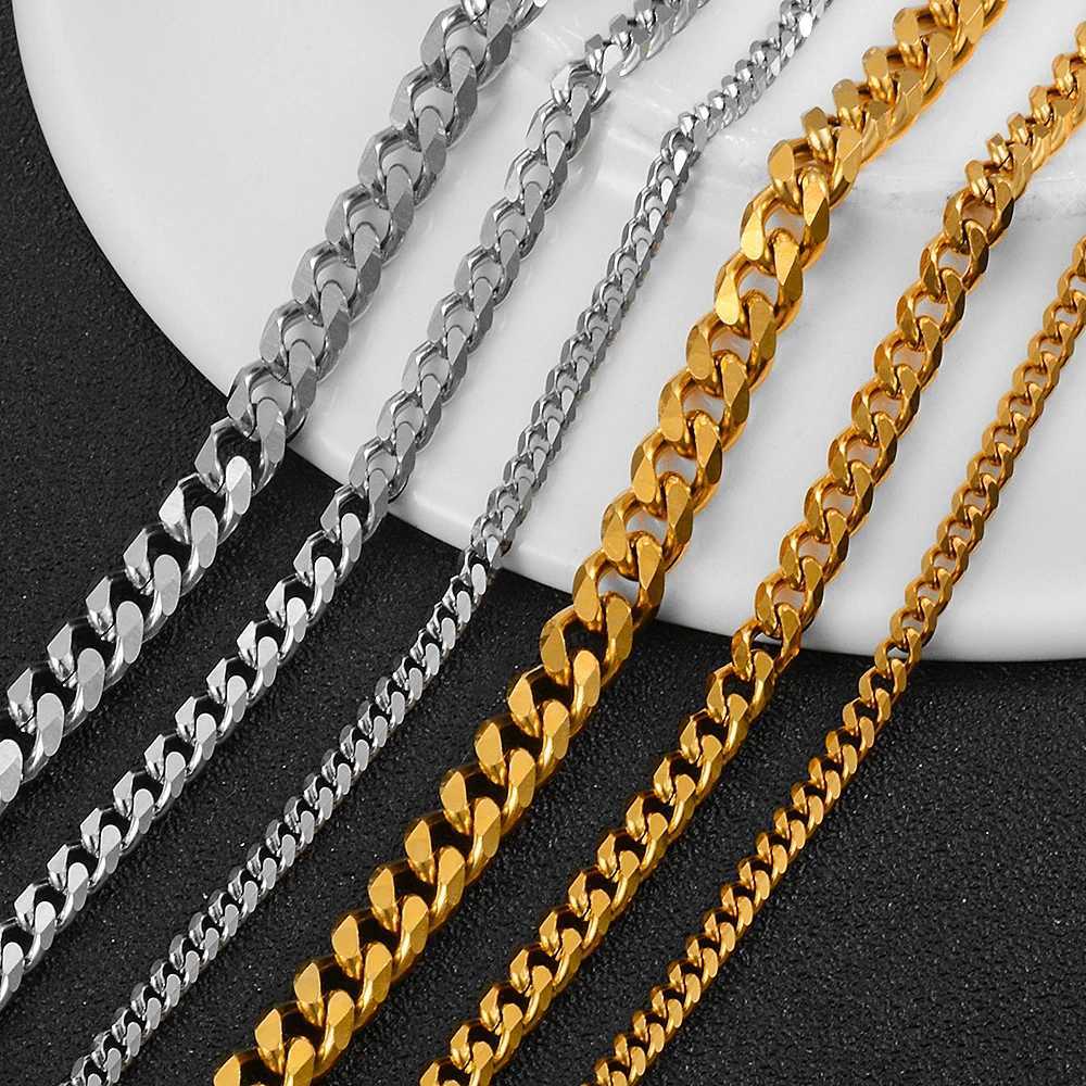 Stainless Steel Black Cuban Chain Fashion Mens Waterproof Necklace High Quality JewelryX240919