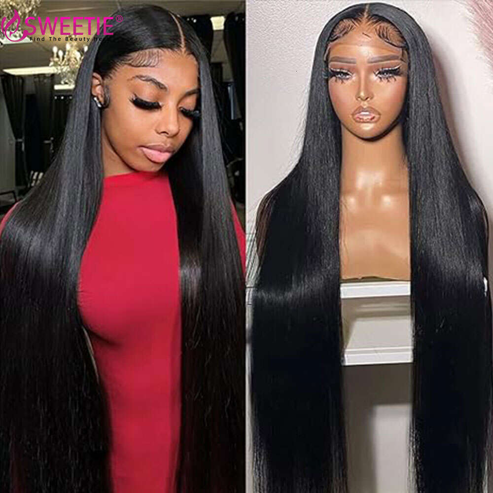 16-40 Inch Straight Front 250 Density Pre Plucked 13x6 Transparent Lace Frontal Wigs For Women Human Hair