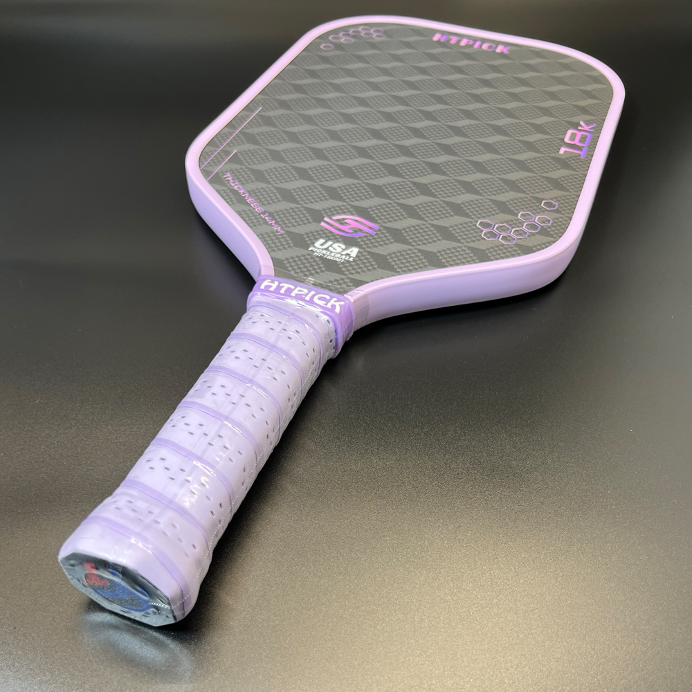 HTPICK 3D 18K Raw Carbon fiber pickleball paddle 14mm Honeycomb core thickness for Spin & Control Paddle Racket for beginner and pro
