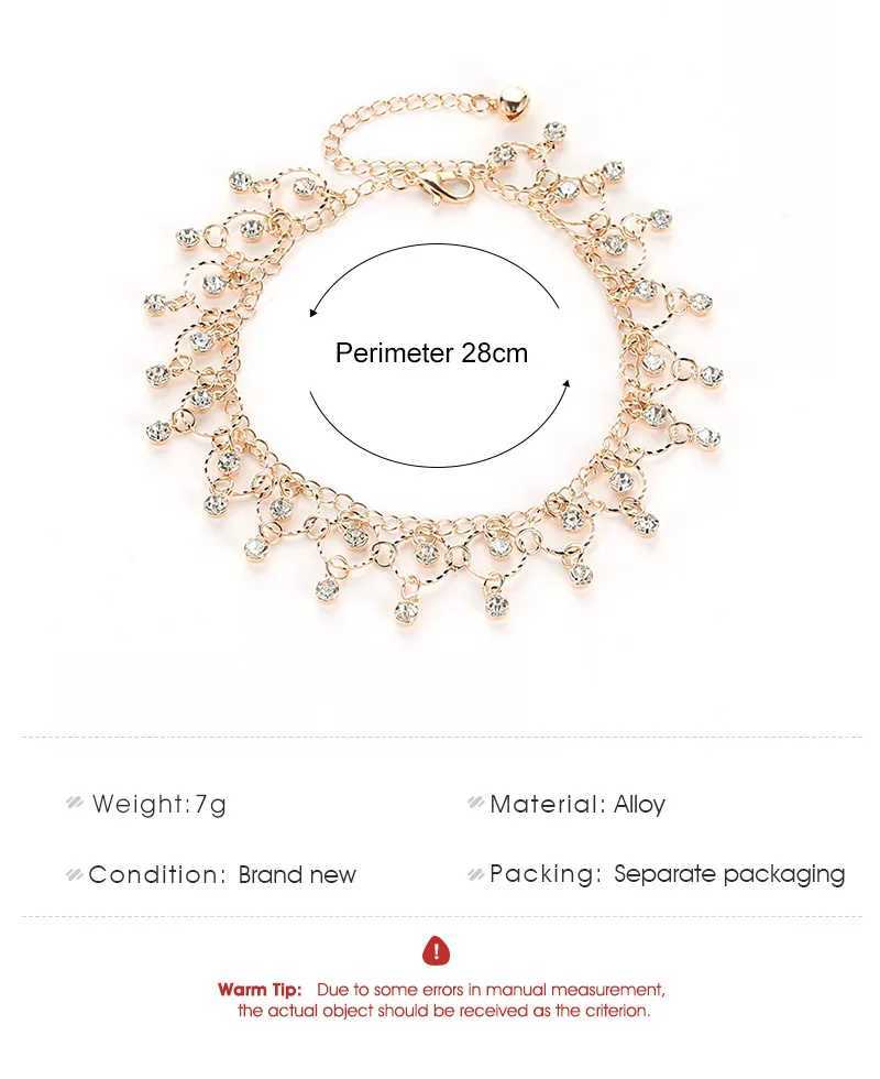 New Fashion Beach Tassel Zircon Anklets For Women Exquisite Gold Silver Color Shiny Rhinestones Anklet 2021 Trend Party Jewelry Y240920