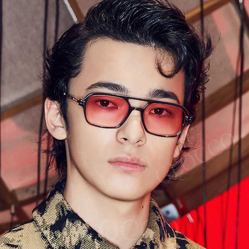 Vintage Small Frame Square Sunglasses Women Men Fashion Luxury Brand Double Bridge Sun Glasses For Female Leopard Blue EyewearX240920