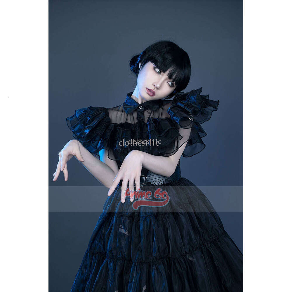 Addams Cosplay Costume Wednesday Black Dance Evening Dress Women Girls Elegant Upgraded Version C07196