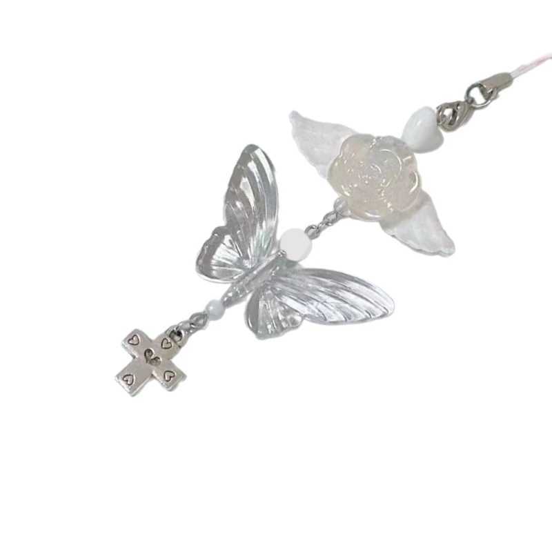 F42F Bow Phone Chain Angel Wing Pendant Keychain Sweet Cool Key PhoneXJ250319