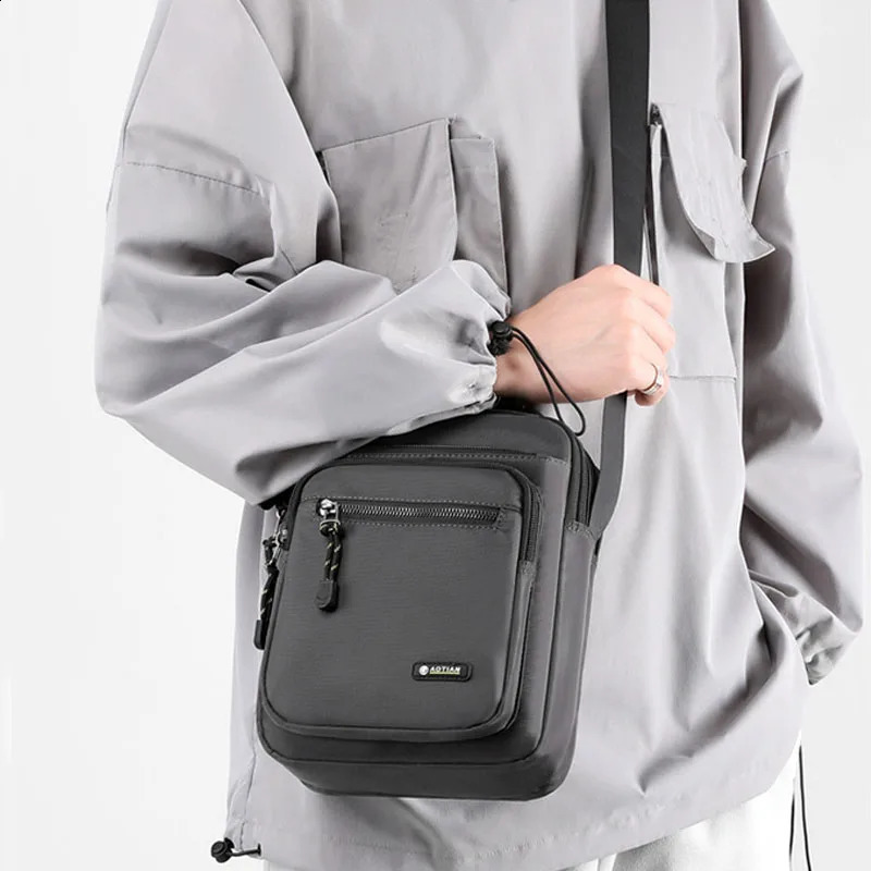 Mens casual small handbag waterproof nylon cross body bag 12 inch mens business office messenger shoulder flip XA33C 240919