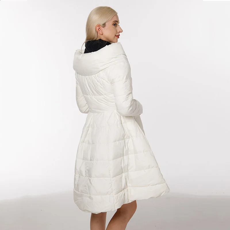 Womens paddle long jacket under white duck womens coat ultra light ultrathin solid portable park winter 5XL 240914
