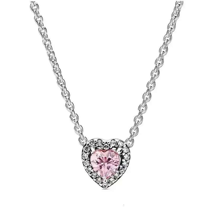 New Classic Heart Necklace 925 Sterling Silver Shining Zircon Heart Pendant Necklace Exquisite Luxury Charm Women's Jewelry Gift