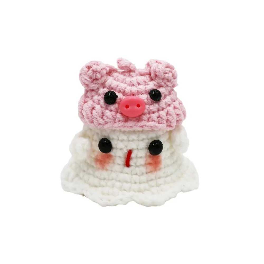 Handmade Knitting Ghost Keychain Creative Crochet Little Ghost Key Pendant Car Keyring Colorful HeadwearX240919