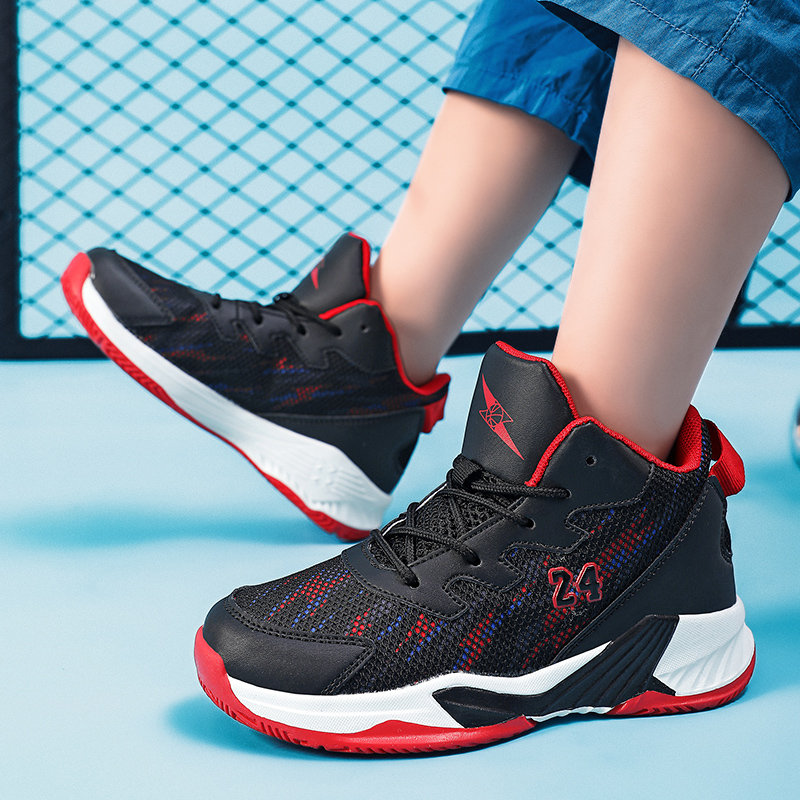 Children Basketball Sneakers Hot Fashion Mesh Breathable Basketball Trainers Baskets Outdoor Platform Sport Shoes Boys and Girl