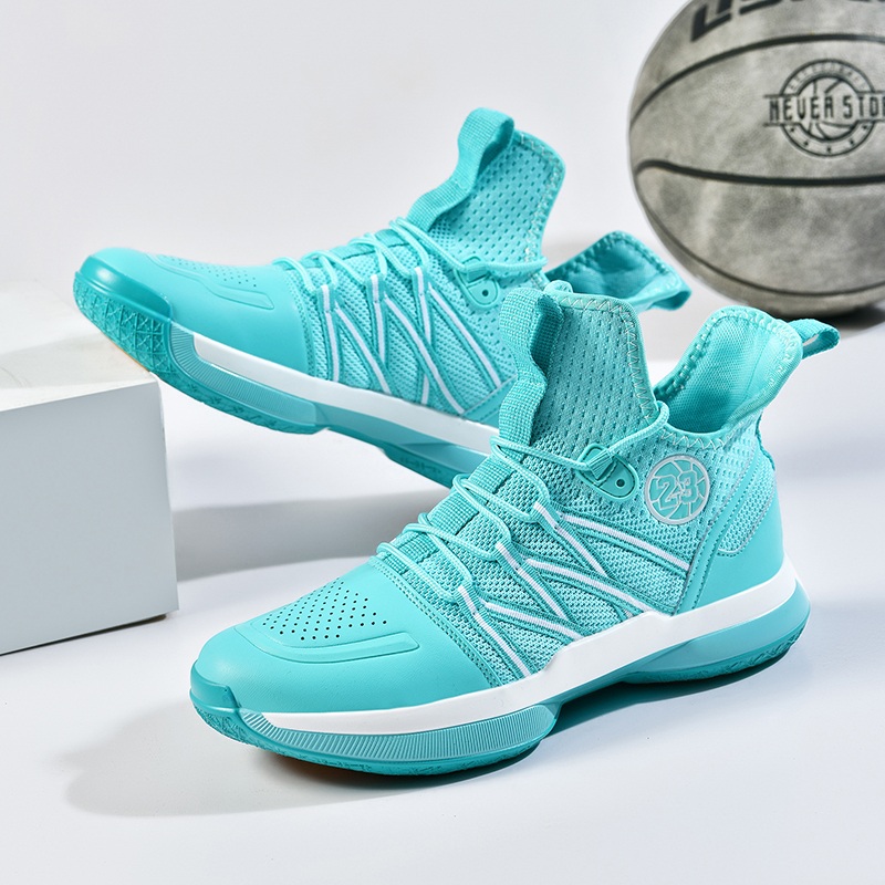 Orange men's high top basketball shoes, fitness anti slip training sports shoes, children's and youth cushioning boots