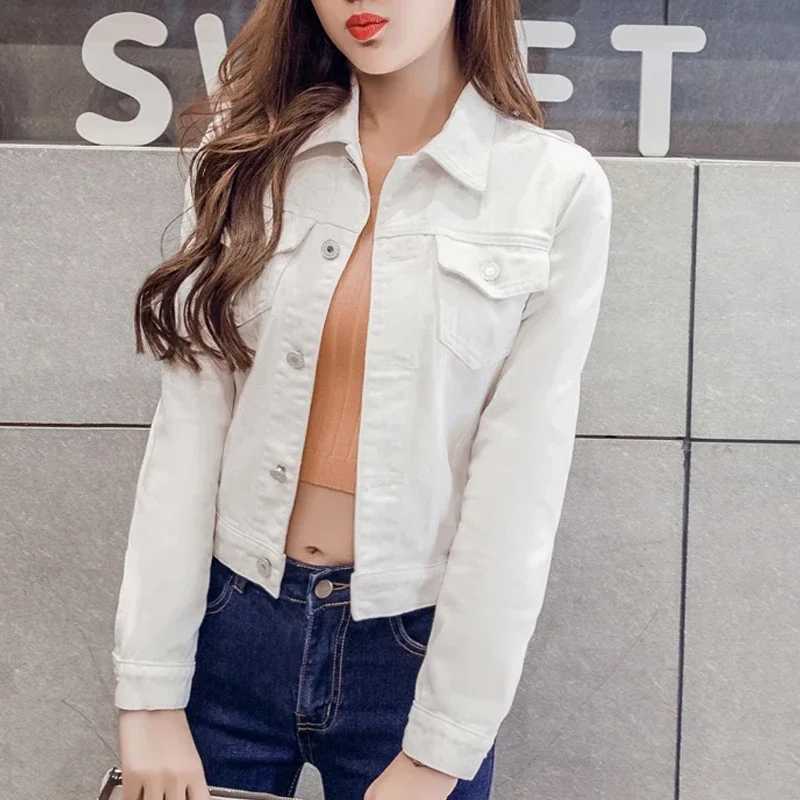 New Long Sleeve Winter Slim White Black Jeans Jacket for Women Solid Denim Woman Tops Short Coat Ladies Jackets Outerwear 4866X240920