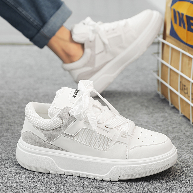 New Mens Trend Designer Pink Platform Comfortable Leather Skateboard Shoes Men White Sneakers tenis mascuo
