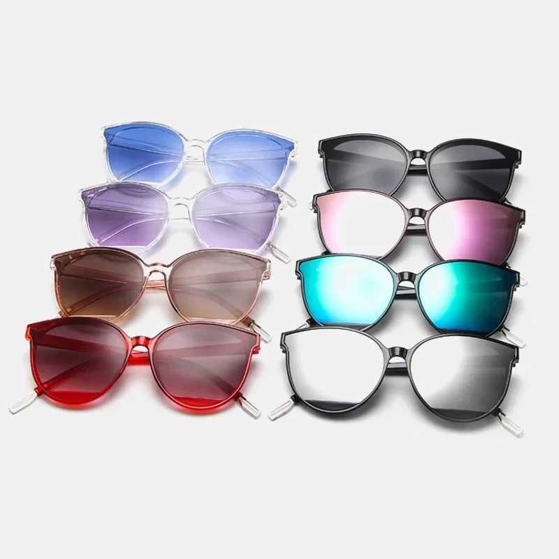 Female Vintage Plastic Ocean Sun Glasses Rimmed Eyewear Classic Oval Red Ladies Fashion Round Frame Sunglasses MirrorX240920