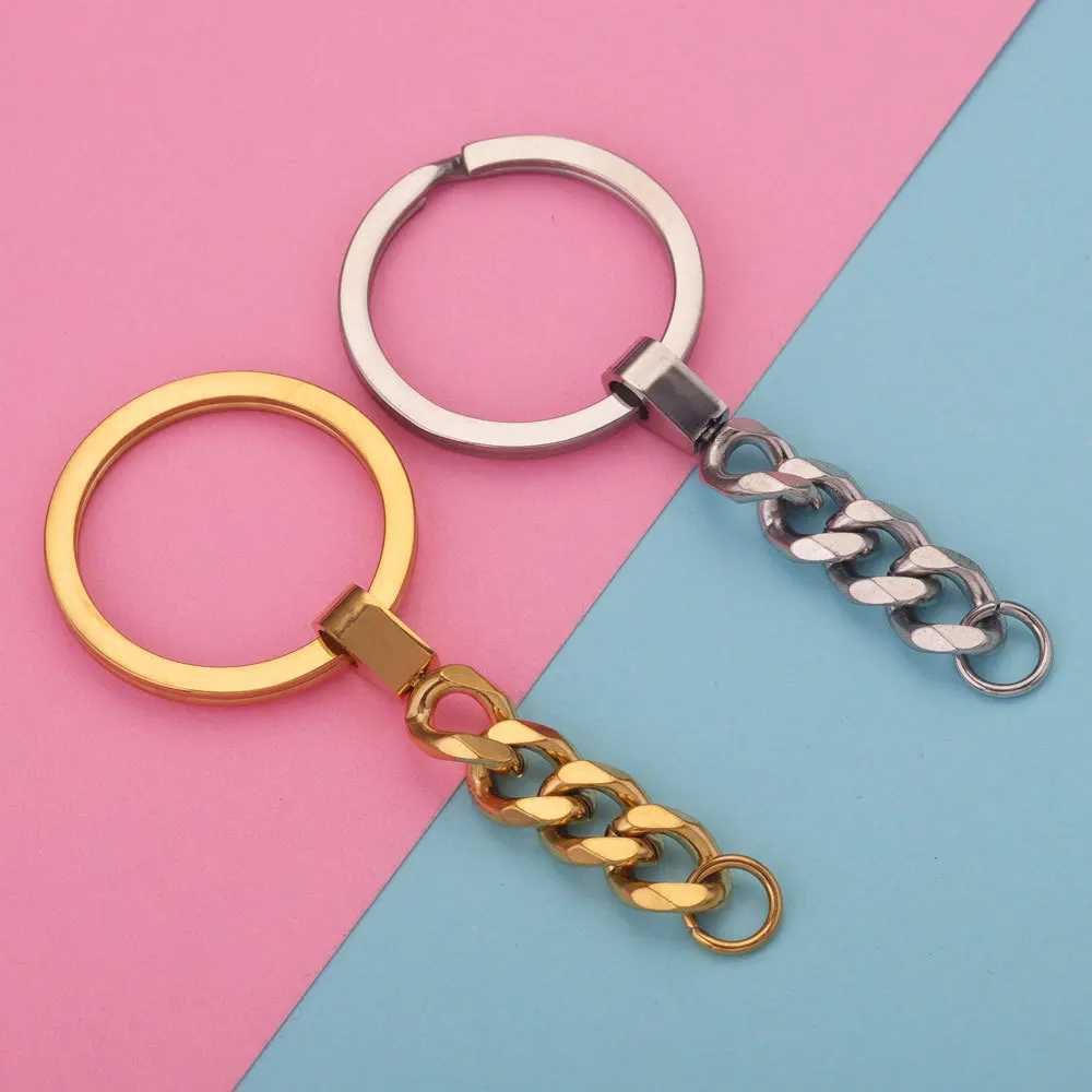 4PCS Stainless Steel KeyRing Keychain Metal Split Ring With Short Chain Key Ring DIY Key Chains Accessories WholesaleX240919
