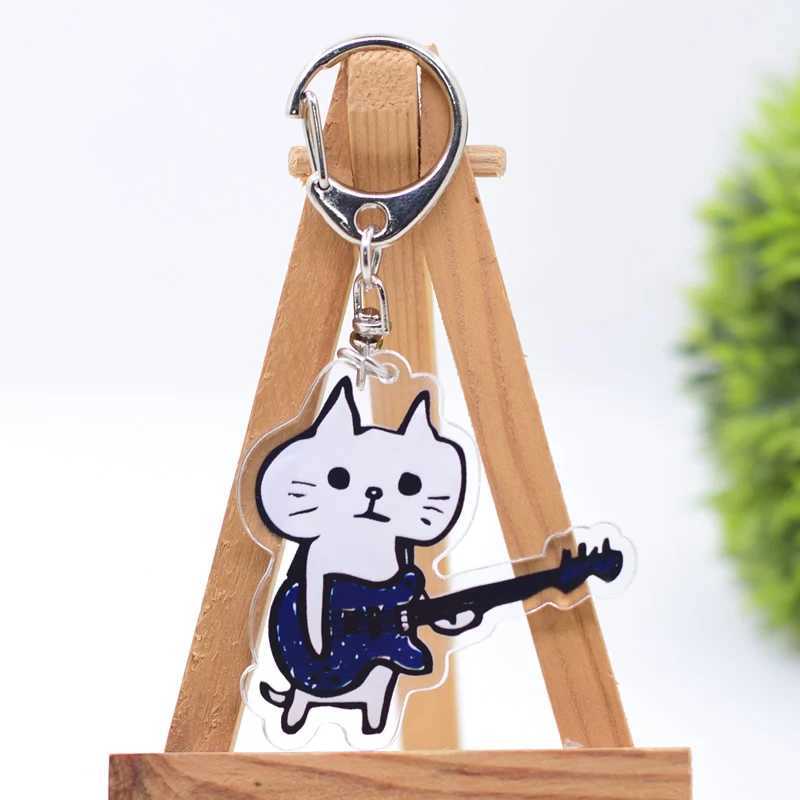 Cat Rock Band Keychain Arcylic Cartoon Figures Keyrings AccessoriesX240919