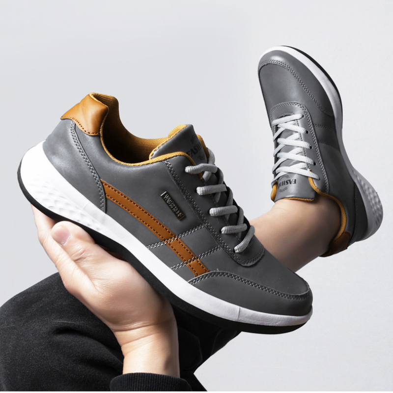 Jogging Men Vulcanized Sneakers Fashion Running Trainers Youth Student Trend Non-slip Footwear PU Leather Waterproof Board Shoes 940e