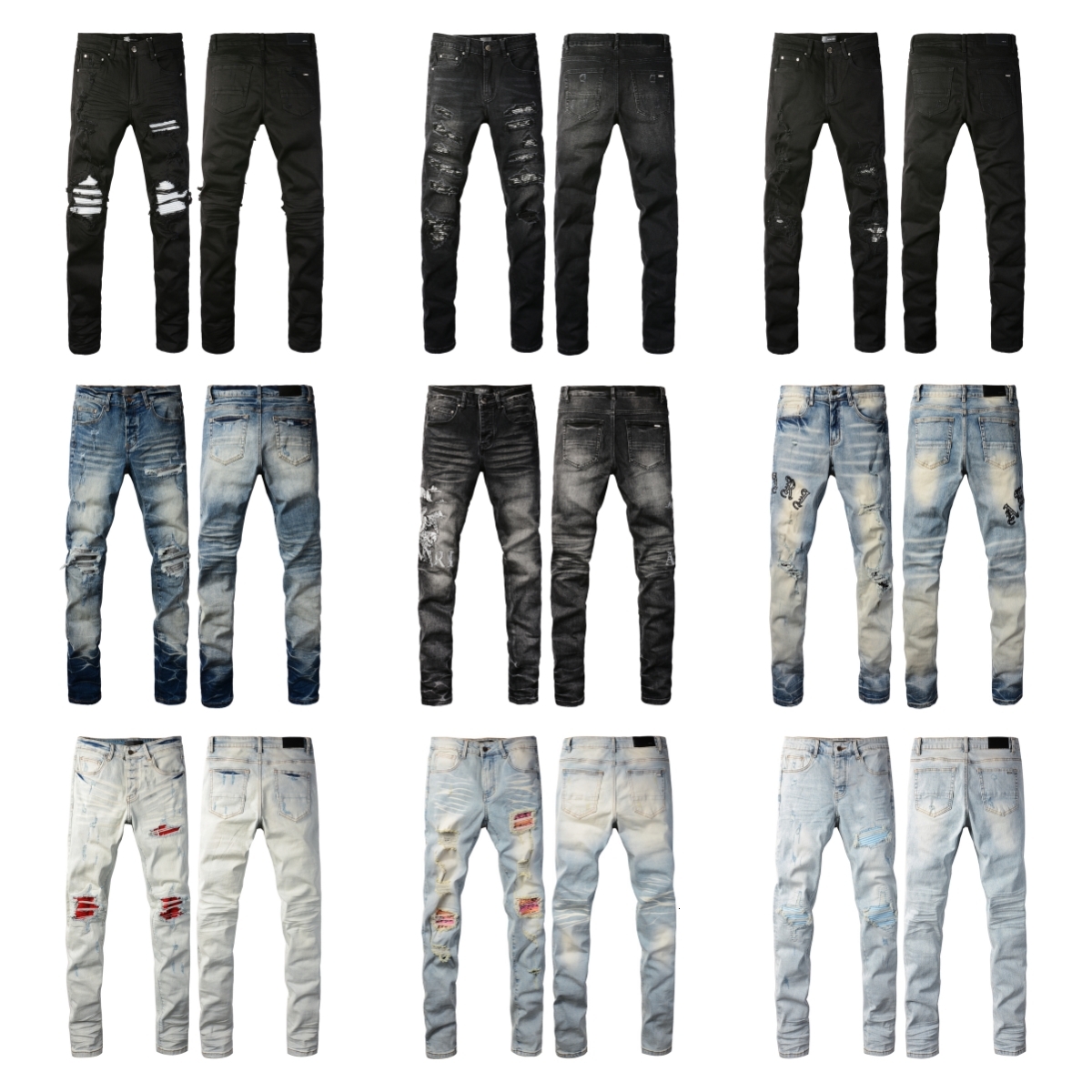 Men's Jeans ksubi jeans Mens Designer amirijean for Men denim jeans with Holes Man Straight Leg Zipper Hip Hop Bikers Motorcycle jnco y2k true jeans