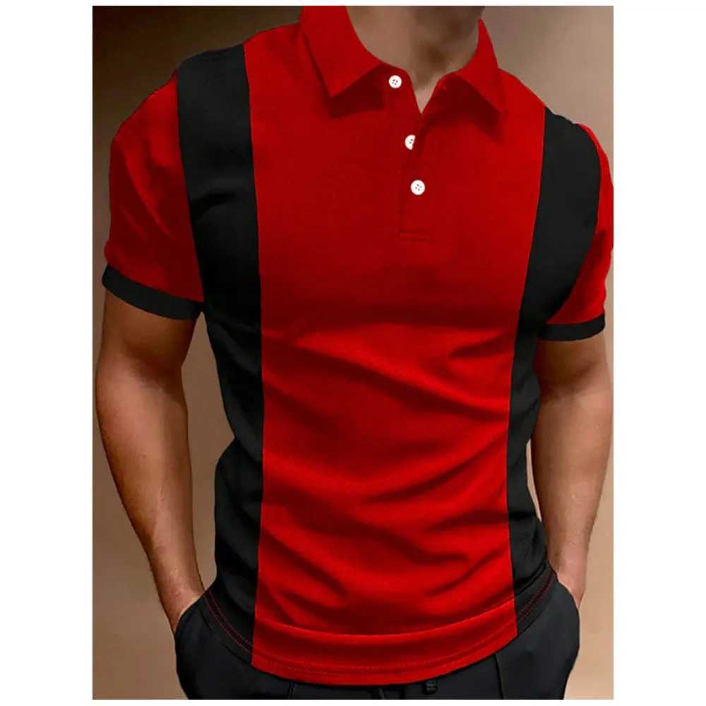 new Summer Mens Polo Shirt Gradient Line Short Sleeve T shirt Casual Daily Lapel Tops Tees Fashion Striped For Man ClothingX240920
