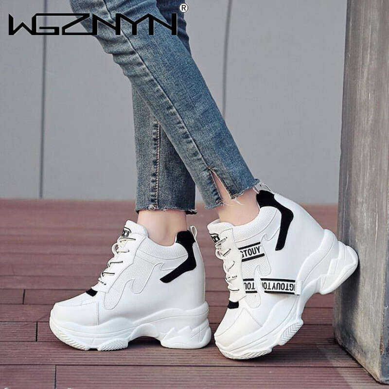 Brand White Trendy High Top Sneakers Women Platform Ankle Boots Basket Femme Chaussures Femmes Height Increase Shoes