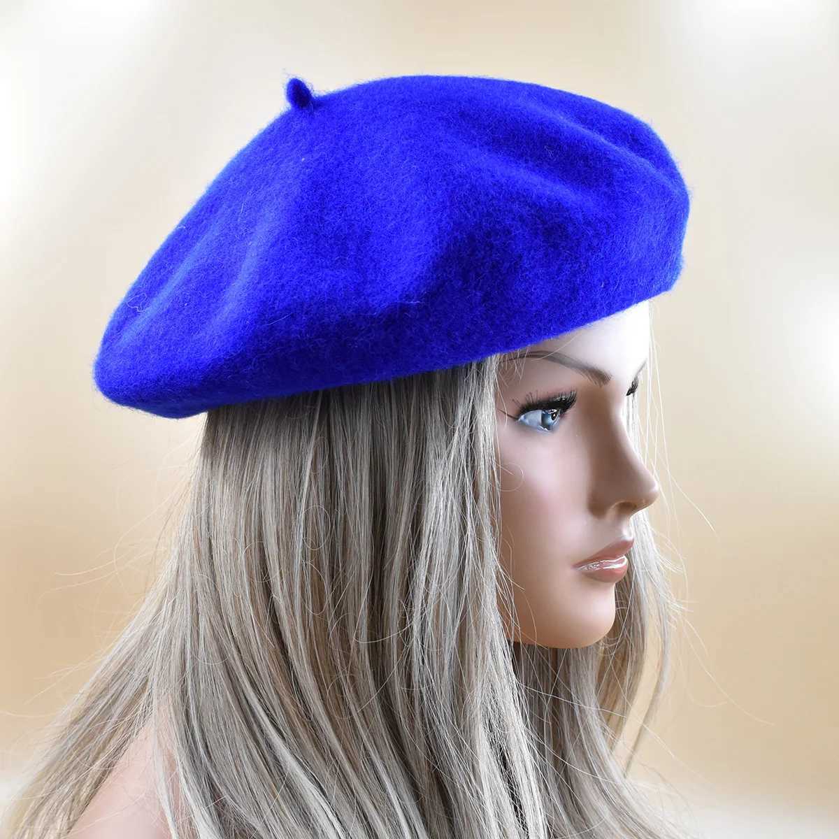 New Women black pink Berets Hat Fashion Solid Color Wool Knitted With Ladies Beanie Beret Hat Warm Autumn and winter CapX240919
