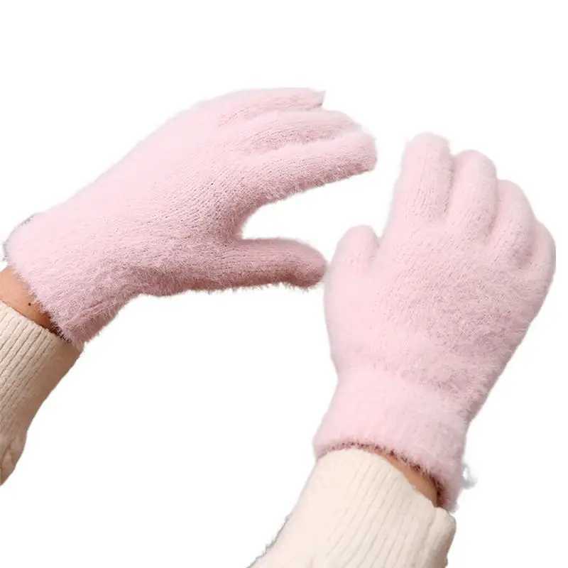 Sports Gloves Knitted Womens Winter Bicycle Gloves Waterproof Stretching Warm Knitted Elastic Cuffs Cold Weather Stretching Ski Gloves H240920